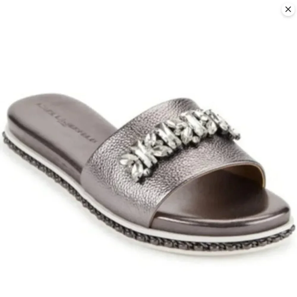 KARL LAGERFELD PARIS Women's Bijou Embellished Slide Sandals